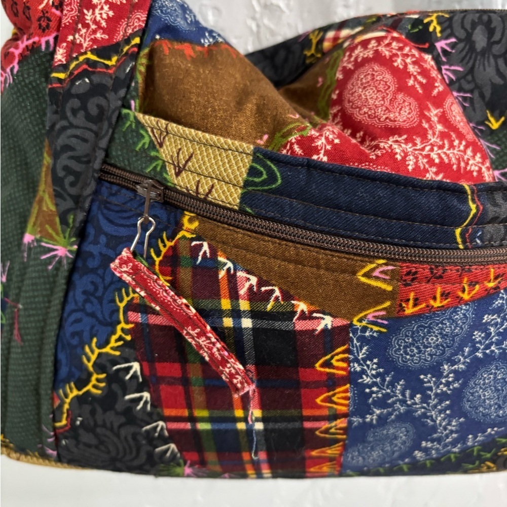 Boho Patchwork Material Shoulder Bag in Multi-Color Handmade - Picture 3 of 9